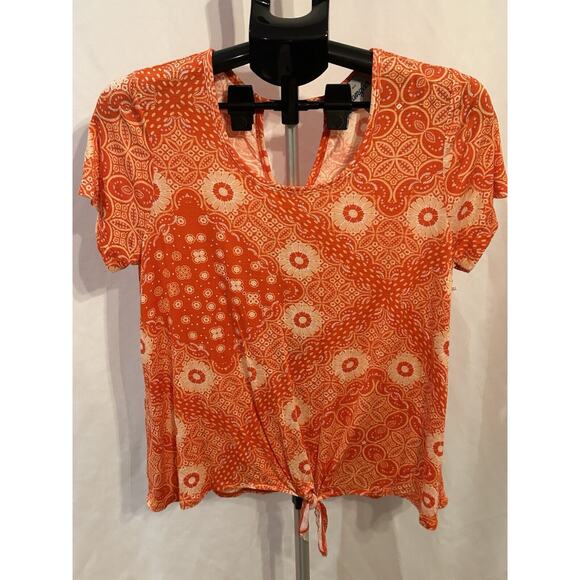 Wrangler Tops - NWT Wrangler Orange Short Sleeved Patterned Shirt Women's size M